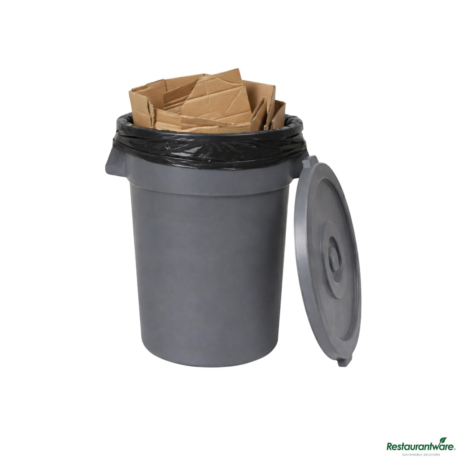 Wholesale Restaurantware Gray 44 Gal Plastic Trash Can and Lid - 27.6" X 23.8" X 31.1"- Bulk
