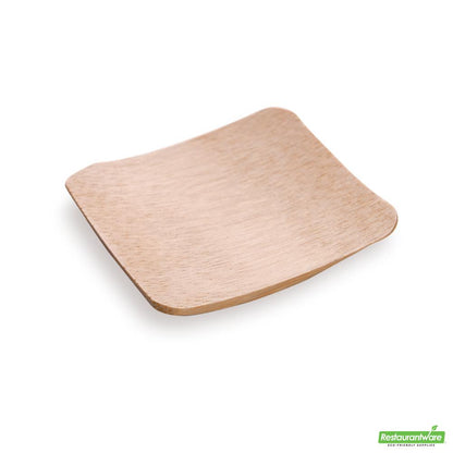 Wholesale Restaurantware Bundle: 100 Square Natural 2.25" Bamboo Dishes and 100 Mini Spoons- Bulk