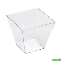 Wholesale Restaurantware 100 4 Oz Square Clear Plastic Small Kova Cups and 100 Silver Plastic 4" Mini Forks- Bulk