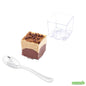 Wholesale Restaurantware Bundle: 100 3 Oz Square Clear Plastic Quadrato Cups and 100 Plastic 4" Spoons- Bulk