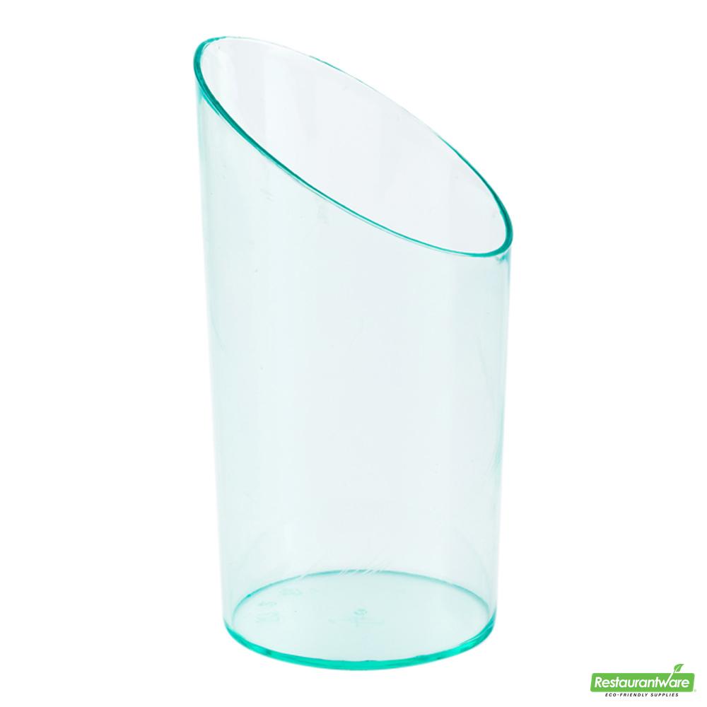 Wholesale Restaurantware Bundle: 100 3 Oz Seagreen Incline Shot Glasses and 100 Silver 4" Mini Spoons- Bulk