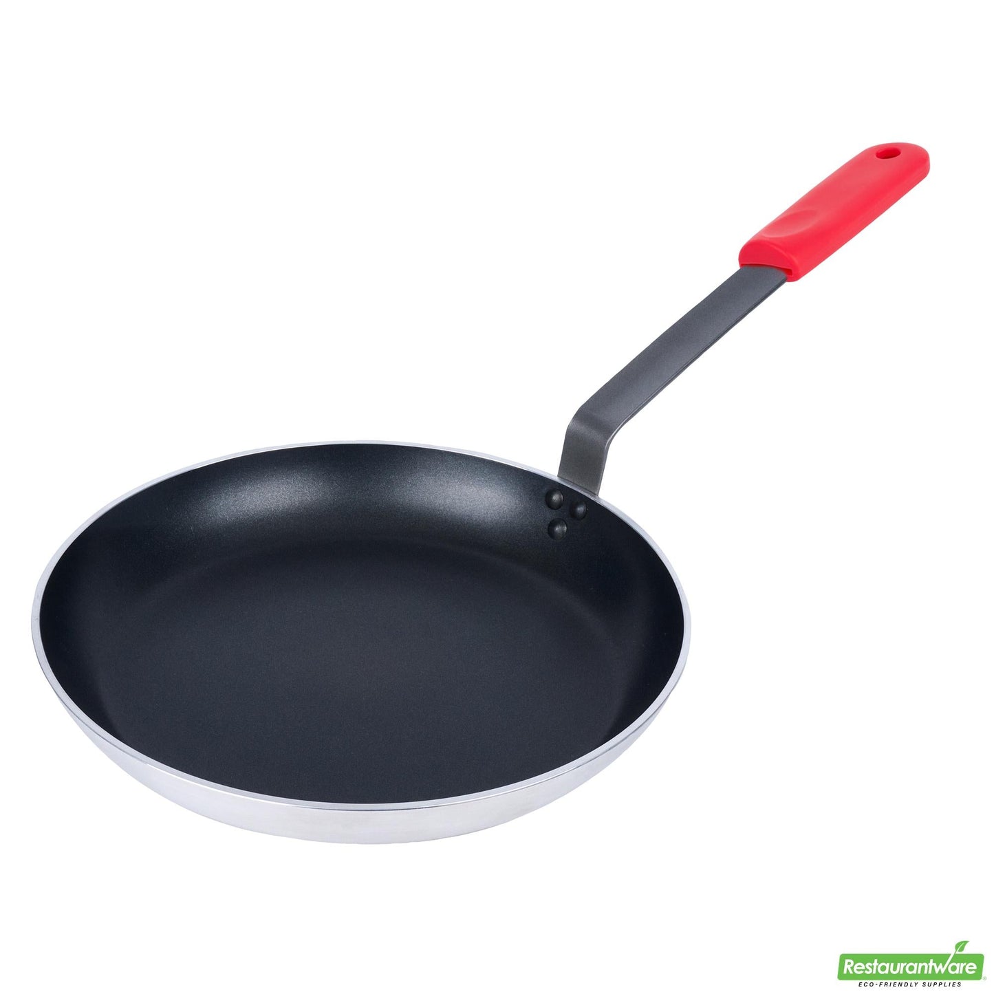 Wholesale Restaurantware Bundle: 1 Aluminum 14" Induction Ready Fry Pan and 1 Red Sleeve- Bulk