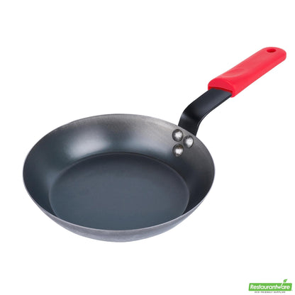 Wholesale Restaurantware Bundle: 1 Black Carbon Steel 9" Pre-Seasoned Fry Pan and 1 Sleeve- Bulk