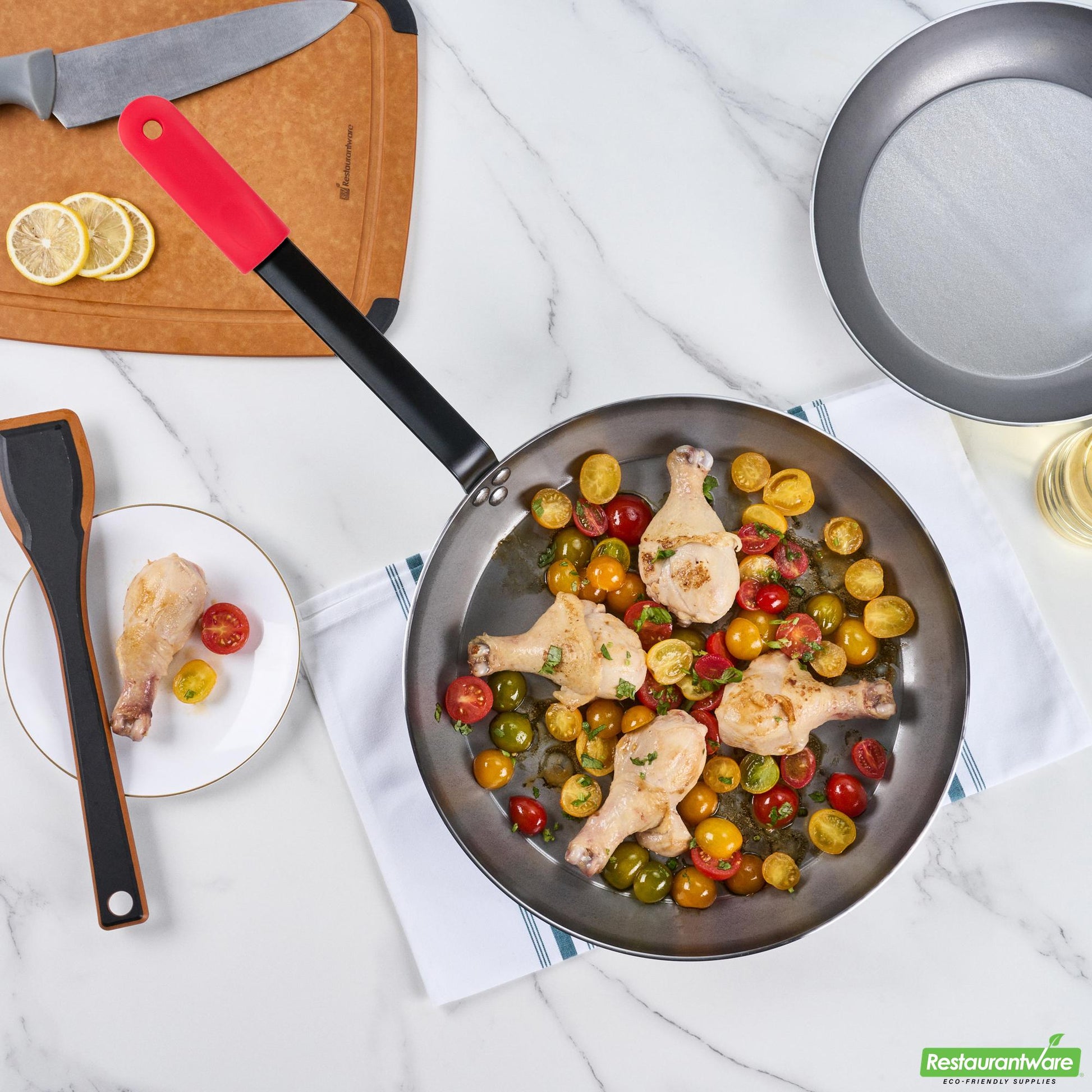 Wholesale Restaurantware Bundle: 1 Carbon Steel 14" Non-Stick Fry Pan and 1 Sleeve- Bulk