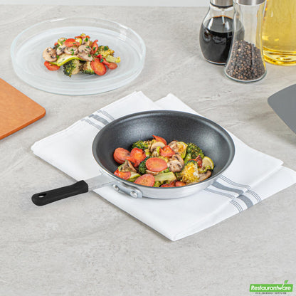 Wholesale Restaurantware Bundle: 6 Aluminum 8" Non-Stick Fry Pans and 6 Black Sleeves- Bulk