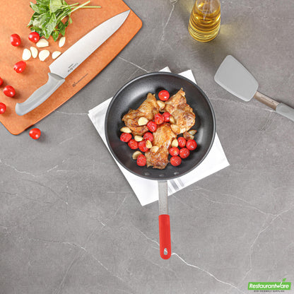 Wholesale Restaurantware Bundle: 6 Aluminum 10" Non-Stick Fry Pans and 6 Red Sleeves- Bulk