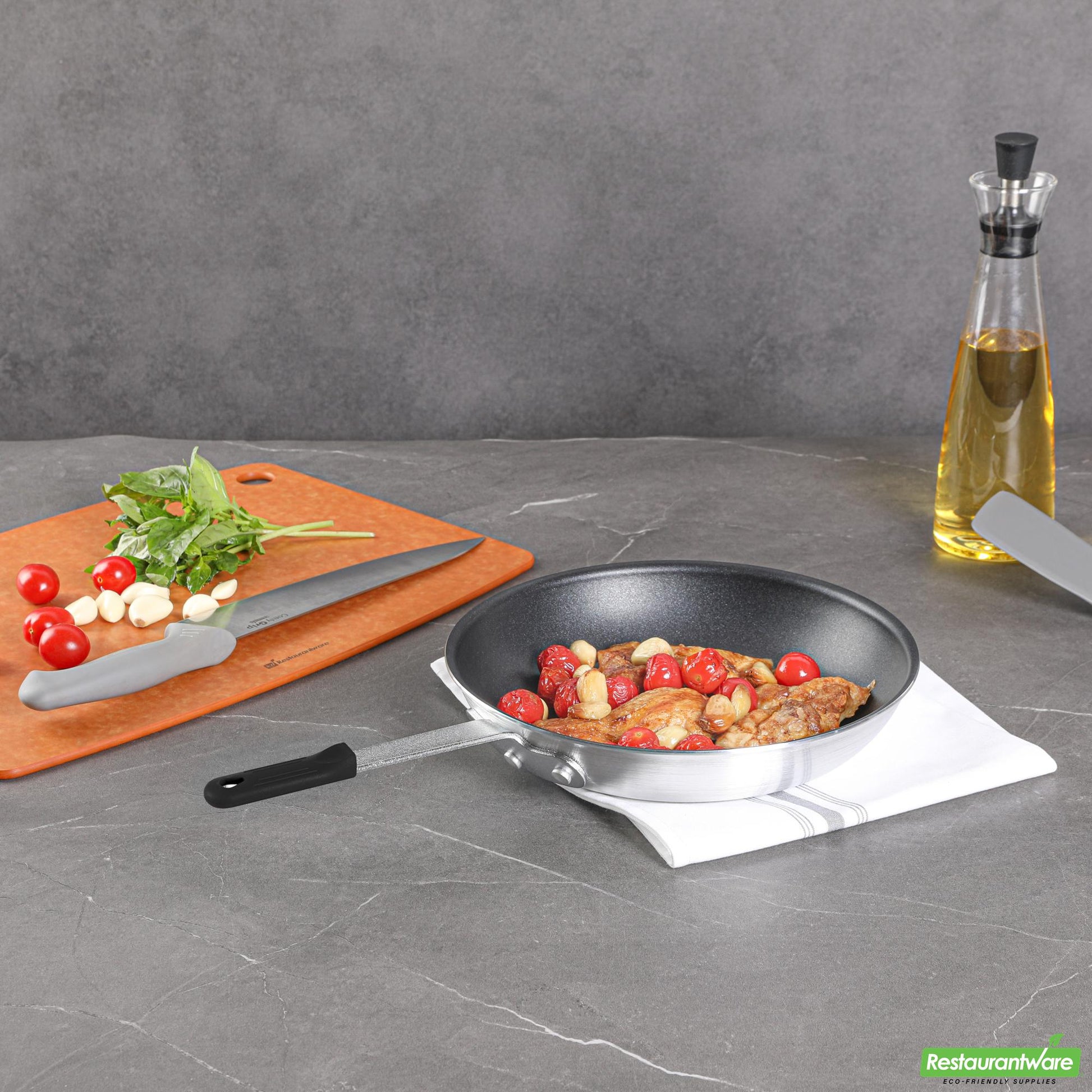 Wholesale Restaurantware Bundle: 1 Aluminum 10" Non-Stick Fry Pan and 1 Black Sleeve- Bulk