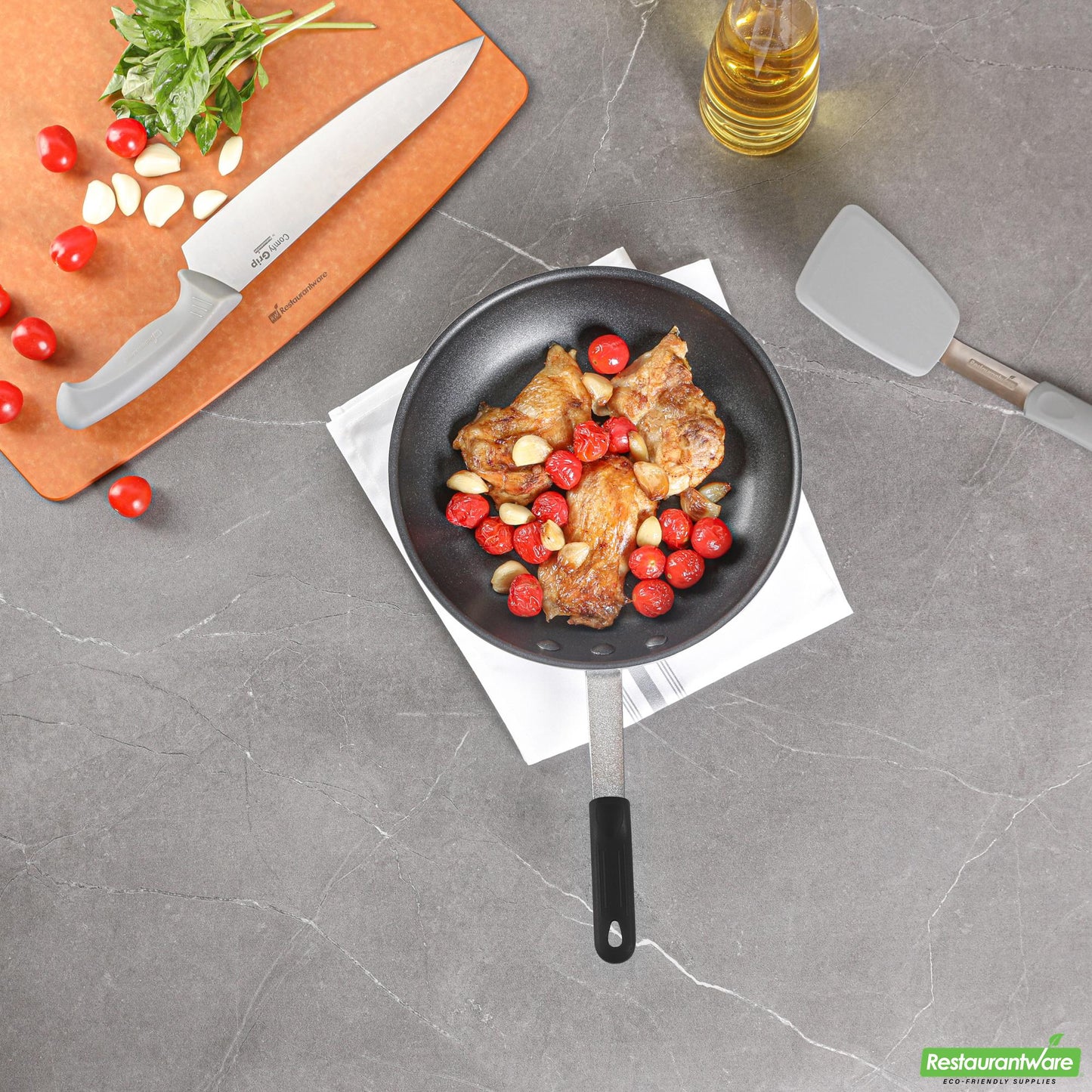 Wholesale Restaurantware Bundle: 1 Aluminum 10" Non-Stick Fry Pan and 1 Black Sleeve- Bulk