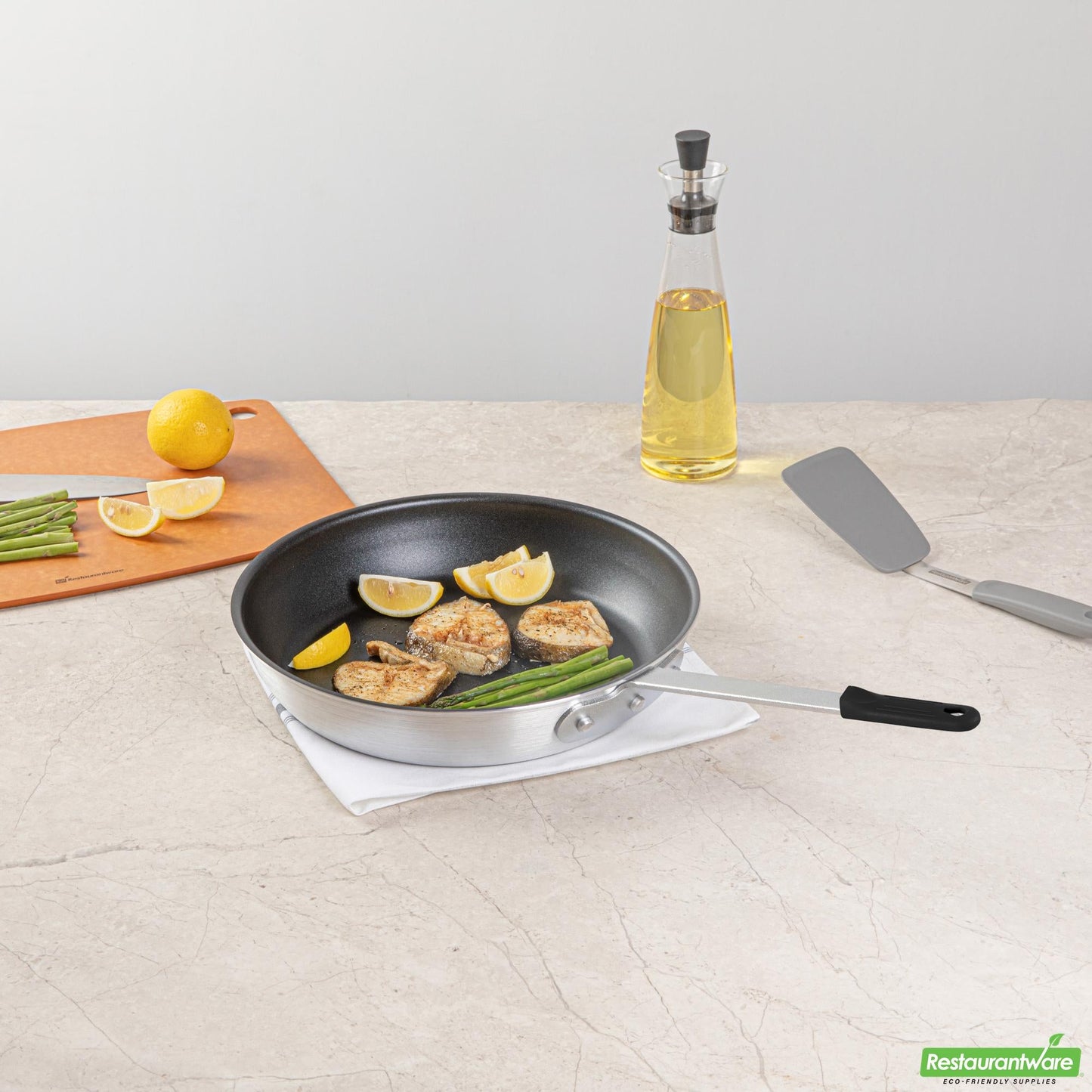 Wholesale Restaurantware Bundle: 1 Aluminum 12" Non-Stick Fry Pan and 1 Black Sleeve- Bulk