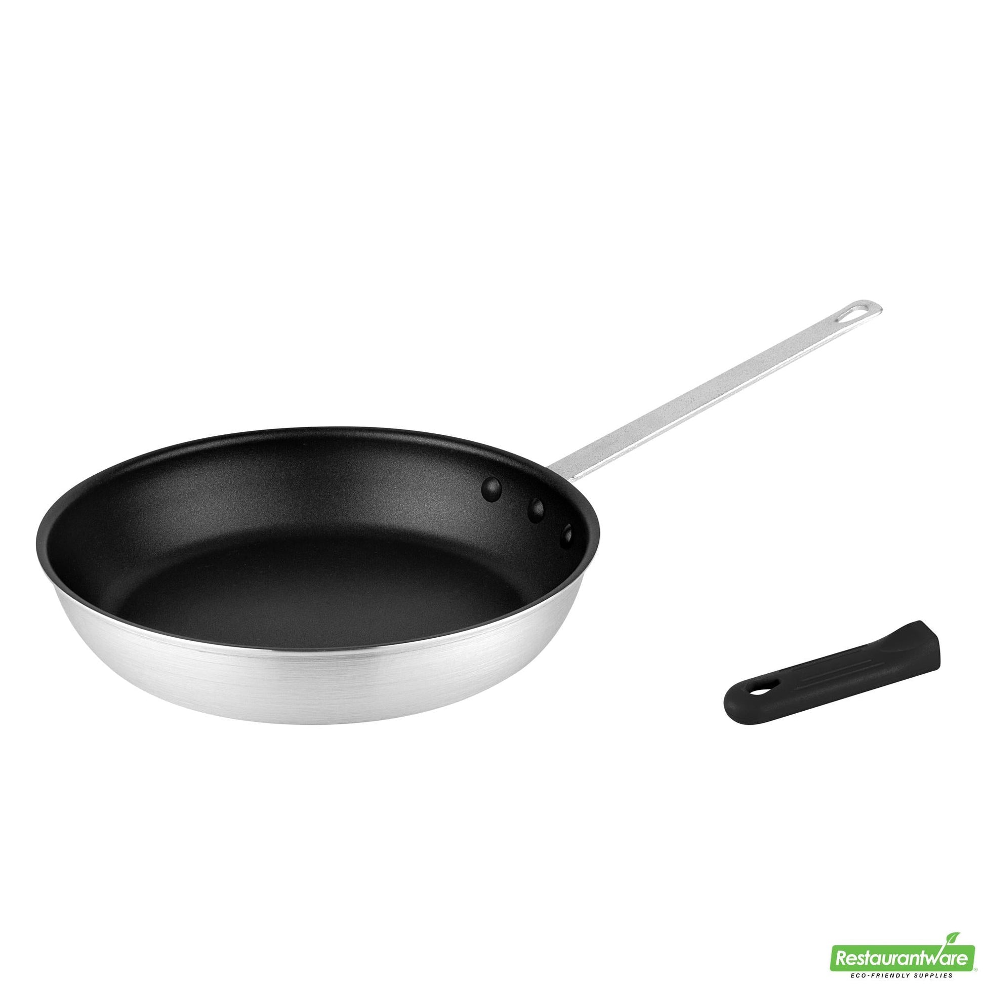 Wholesale Restaurantware Bundle: 1 Aluminum 12" Non-Stick Fry Pan and 1 Black Sleeve- Bulk