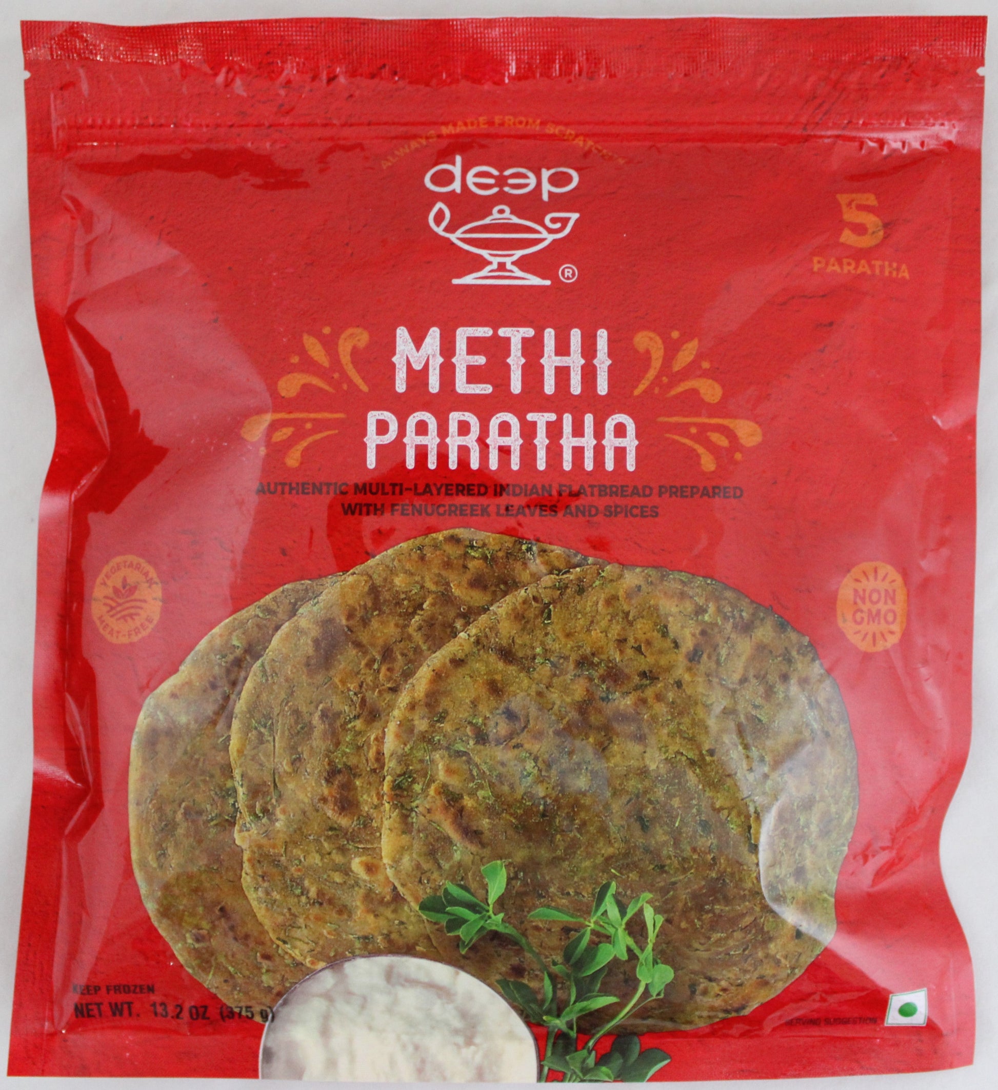 Wholesale Deep Methi Paratha 5 pc 13.2 oz- Bulk