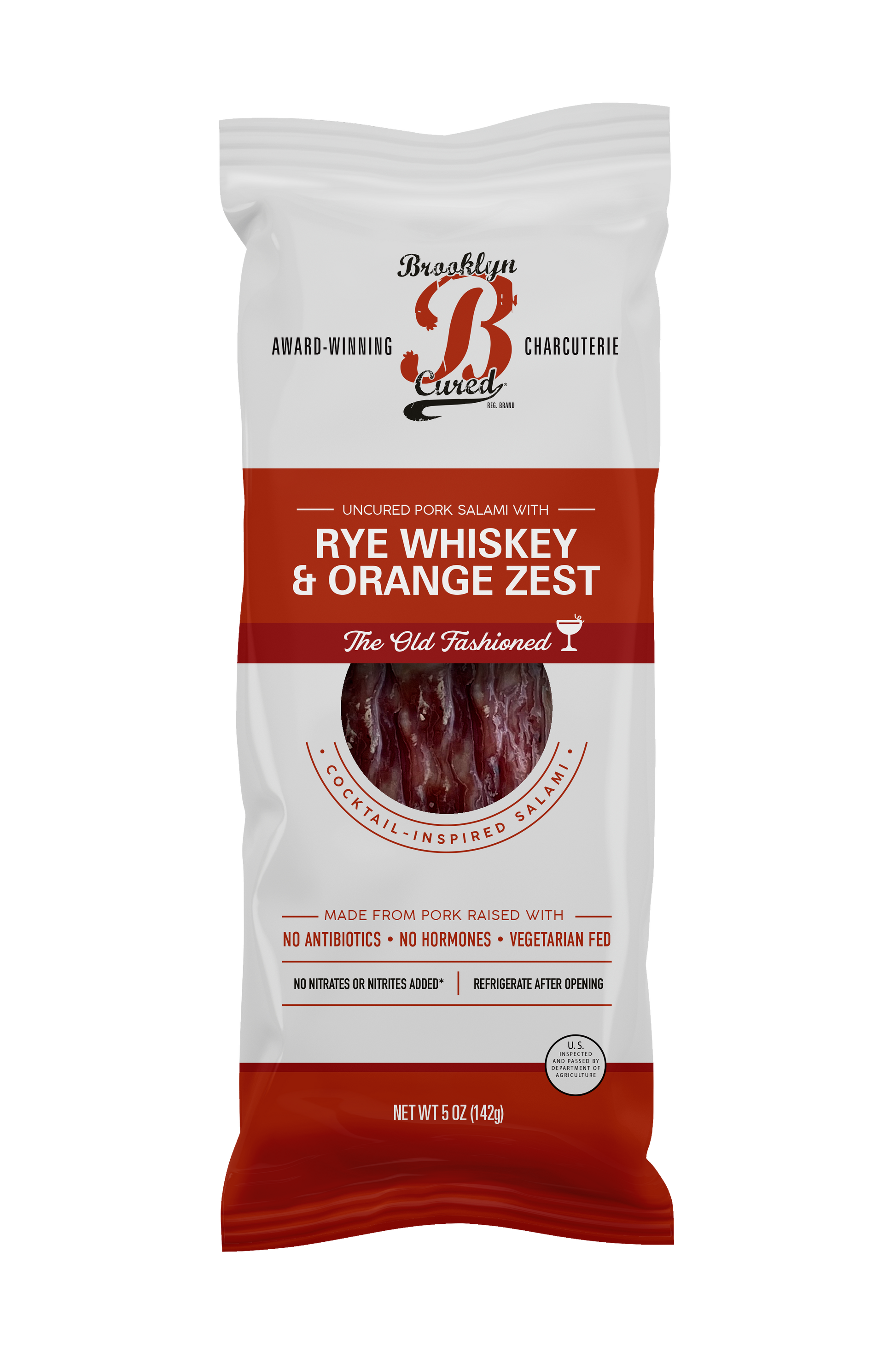 Wholesale Brooklyn Cured Pork Salami with Rye Whiskey and Orange Zest, 5 oz Chub- Bulk