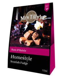 Wholesale Mrs. Tilly's Rum & Raisin Fudge, Carton 5.29oz (150g)- Bulk