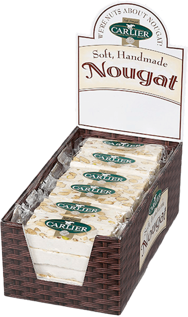 Wholesale 30 Individually Wrapped Nougat Bars with Vanilla, Almonds, Pistachios, and Honey in Display 1.76 OZ- Bulk