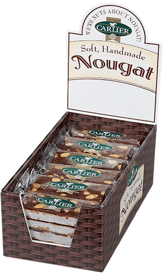 Wholesale Carlier 30 Individually Wrapped Chocolate Nougat Bars with Almonds and Fleur de Sel Sea Salt 1.76 OZ- Bulk