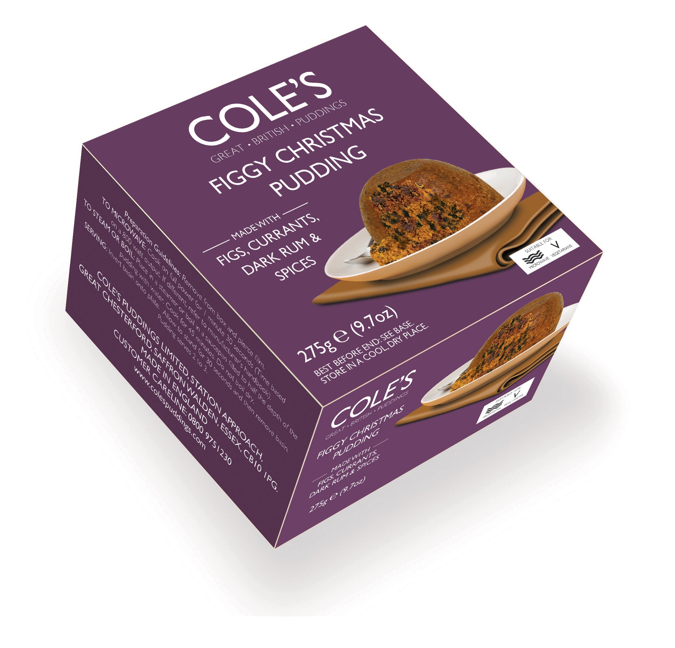 Wholesale Cole's Boxed Figgy Christmas Pudding with Rum 9.70oz (275g)- Bulk