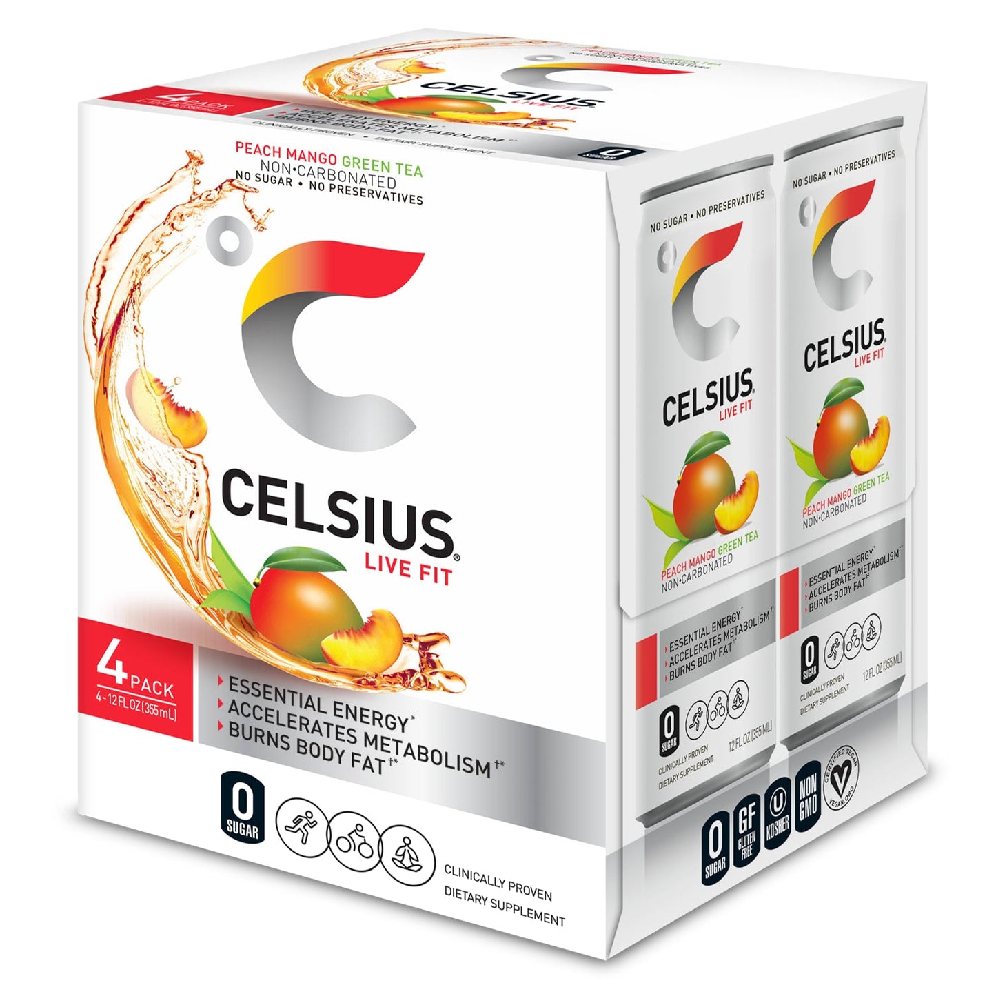 Wholesale Celsius 6/4Pk 12 Oz Non-Carb Peach Mango- Bulk