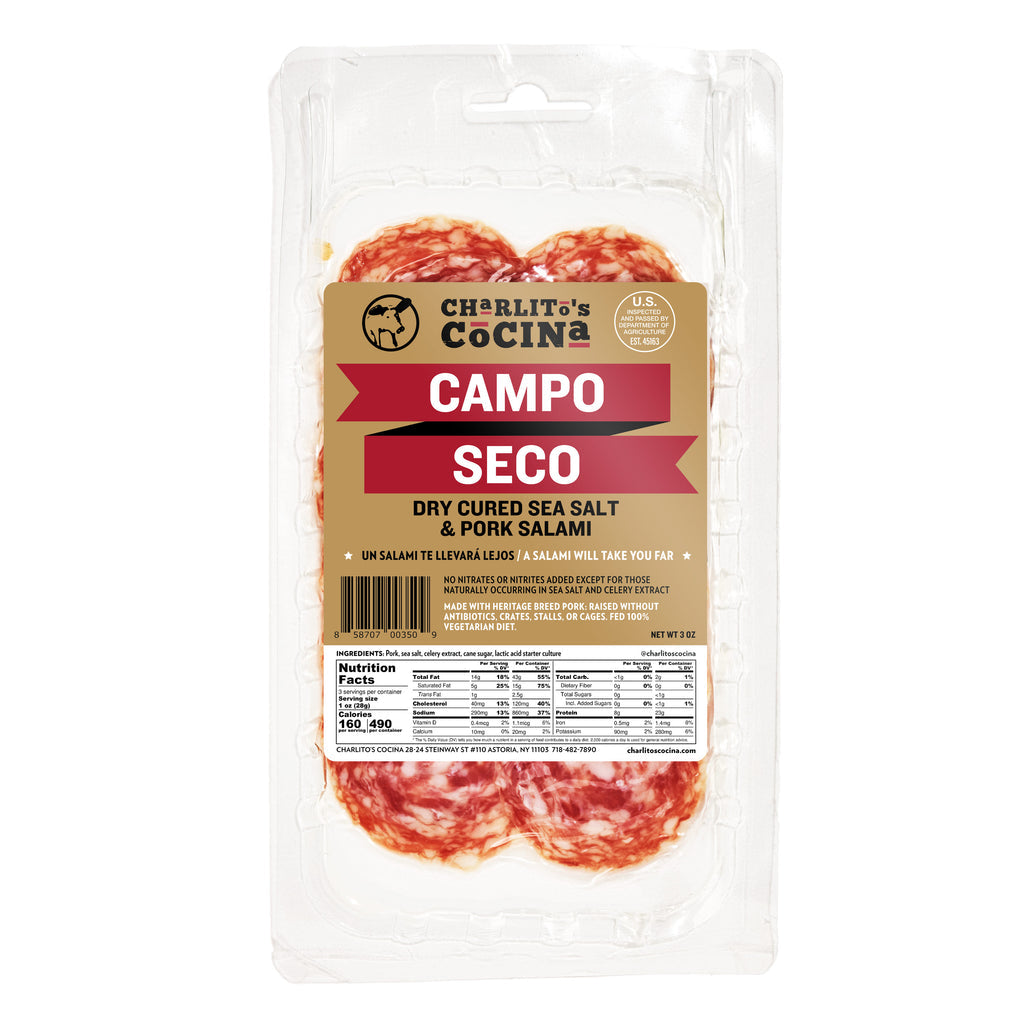 Wholesale Charlito's Cocina Campo Seco Sliced Dry Cured Country Style Salami, 3 oz- Bulk