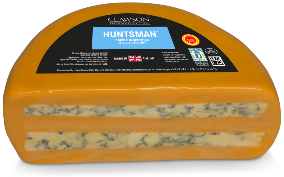 Wholesale Long Clawson Huntsman British Cheese (6 LB) - Double Gloucester and Blue Stilton Layers- Bulk