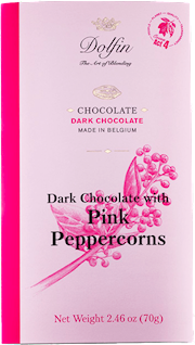 Wholesale Dolfin 70 gr Bar Dark w/pink peppercorn (60% cocoa) 2.5 oz- Bulk