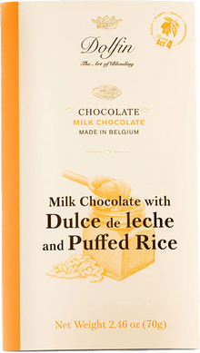 Wholesale Dolfin 70 Gram Milk Chocolate Bar with Dulce de Leche and Crispy Rice 2.5 OZ- Bulk
