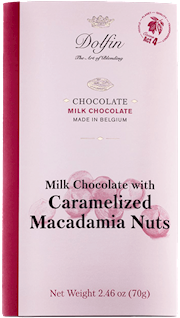 Wholesale Dolfin 70 gr Milk Chocolate Bar w/ Caramelized Macadamia Nuts 2.5 oz- Bulk