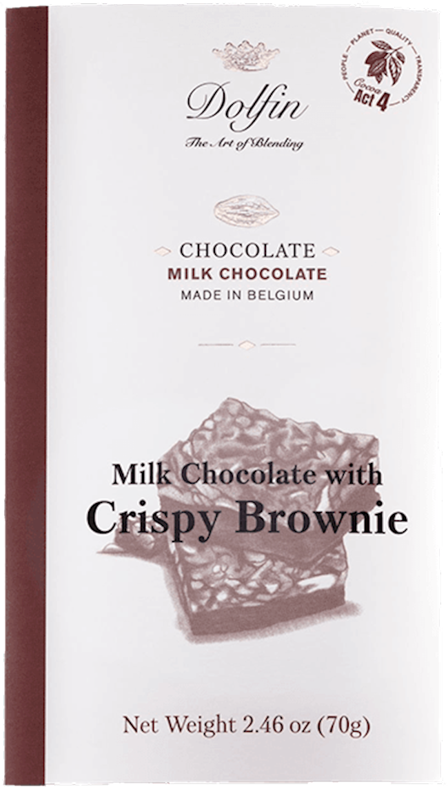 Wholesale Dolfin 70 gram Milk Bar with Crispy Brownie 2.5 OZ- Bulk