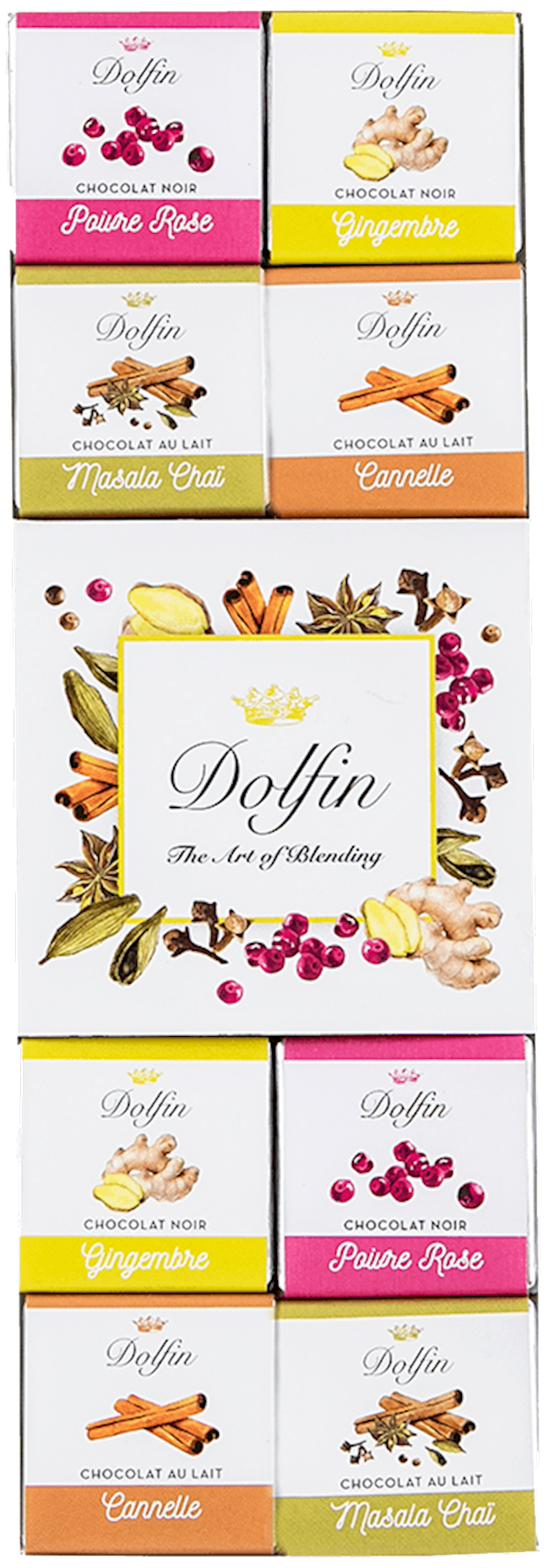 Wholesale Dolfin Chocolates 24 Pc Box With Neopolitans Spices (Variety Pack) 3.8 Oz- Bulk