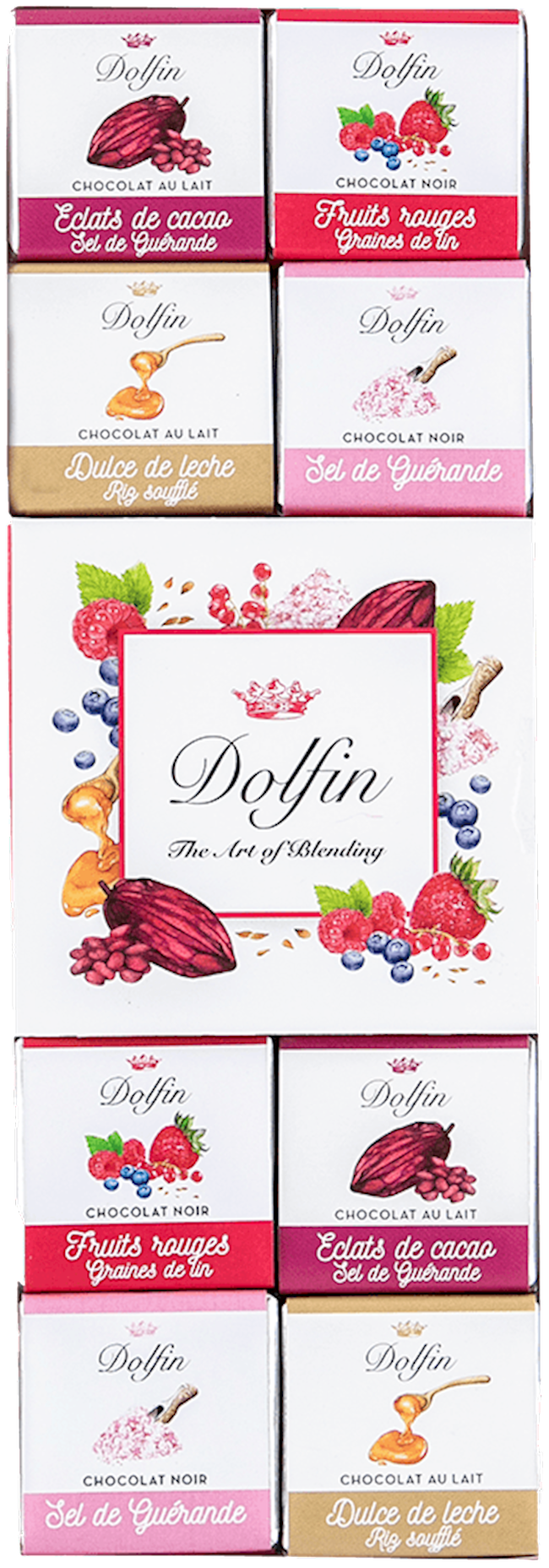 Wholesale Dolfin Chocolates 24 Pc Box With Neopolitans Sugar And Salt Mix (Variety Pack) 3.8 Oz- Bulk
