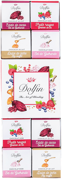 Wholesale Dolfin Chocolates 24 Piece Box with Neapolitans, Sugar, and Salt Mix (Variety Pack) 3.8 OZ- Bulk
