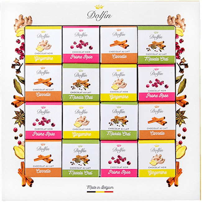 Wholesale Dolfin Chocolates 48 Pc Box With Neopolitans-Spices (Variety Pack) 7.6 Oz- Bulk