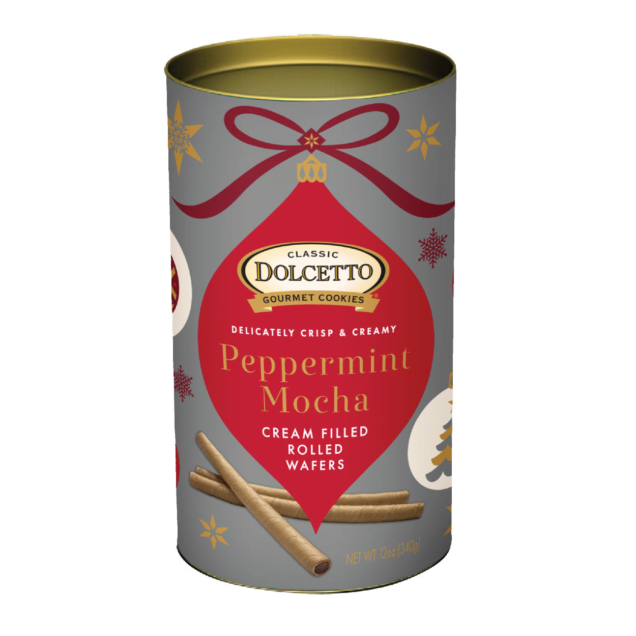 Wholesale Dolcetto Peppermint Mocha Seasonal Wafer Rolls 12 Oz Tin- Bulk