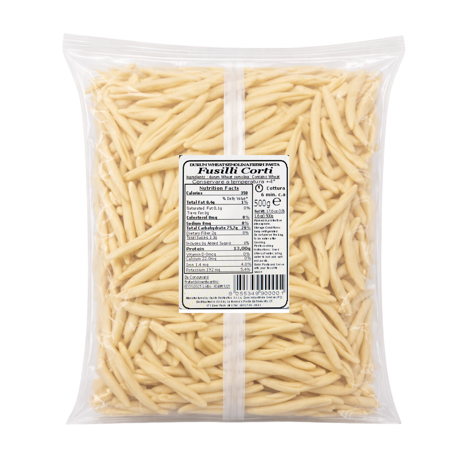 Wholesale Nonna's Fresh Pasta Fusilli Corti- Bulk