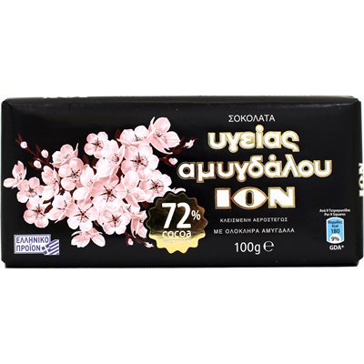 Wholesale Ion Extra Dark (72%) Chocolate With Almonds 100 G Bar- Bulk