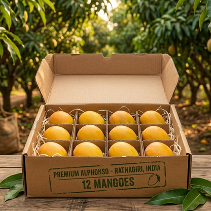 Wholesale BoxNCase Fresh Indian Alphonso Mangos - Premium Imported Sweet Mangoes - Full Case- Bulk