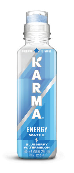 Wholesale Karma Blueberry Watermelon Energy Water l Caffeinated Natural Energy Drink l Low Calorie Focus and Energy Boost 18 Fl Oz (Pack of 12)- Bulk