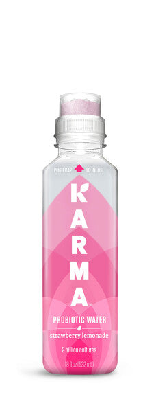 Wholesale Karma Wellness Flavored Probiotic Water Strawberry Lemonade 18 Fl Oz (Pack of 12) Supports Digestive and Immune System Health Low Calorie 2 Billion Active Cultures- Bulk
