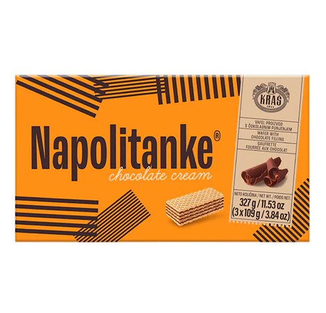 Wholesale Kras Chocolate Cream Napolitanke Wafers 327 Gram- Bulk