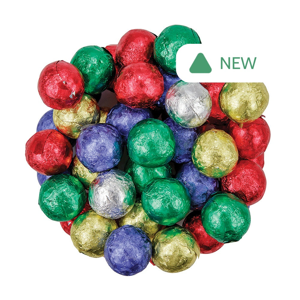 Wholesale Madelaine Crisp Milk Chocolate Foiled Christmas Balls- Bulk