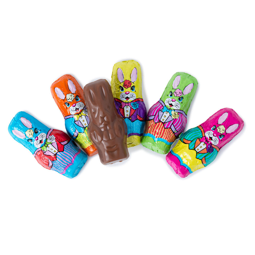 Wholesale Madelaine Solid Mini Milk Chocolate Foiled Bunnies- Bulk
