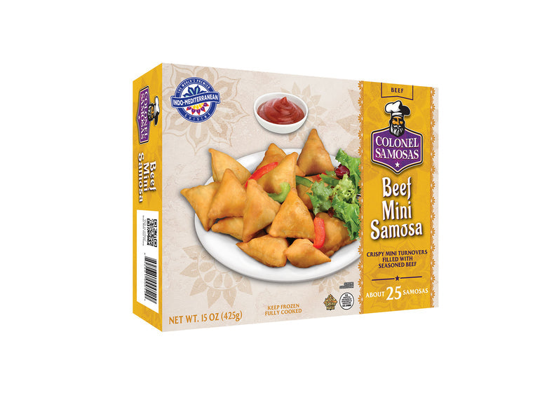 Wholesale Colonel Kababz Beef Mini Samosa 25pcs 15oz- Bulk