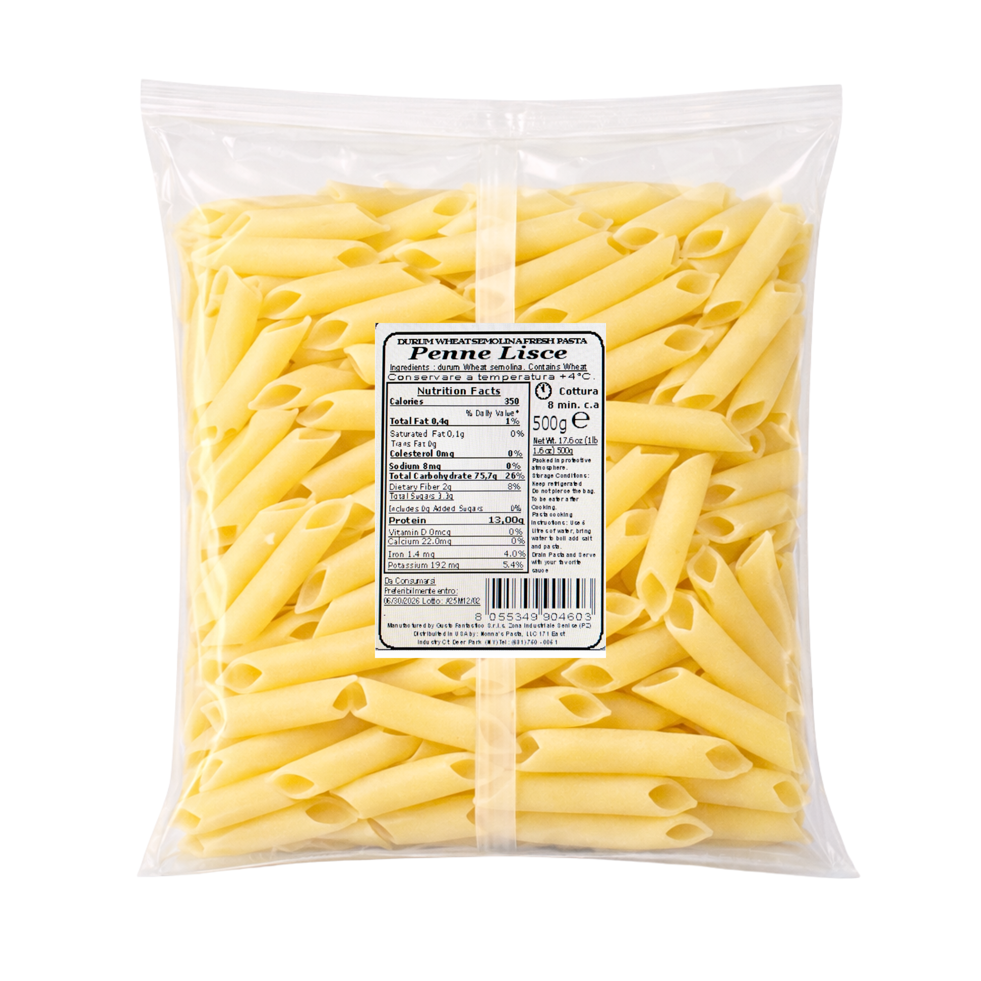 Wholesale Nonna's Fresh PENNE LISCE Pasta- Bulk