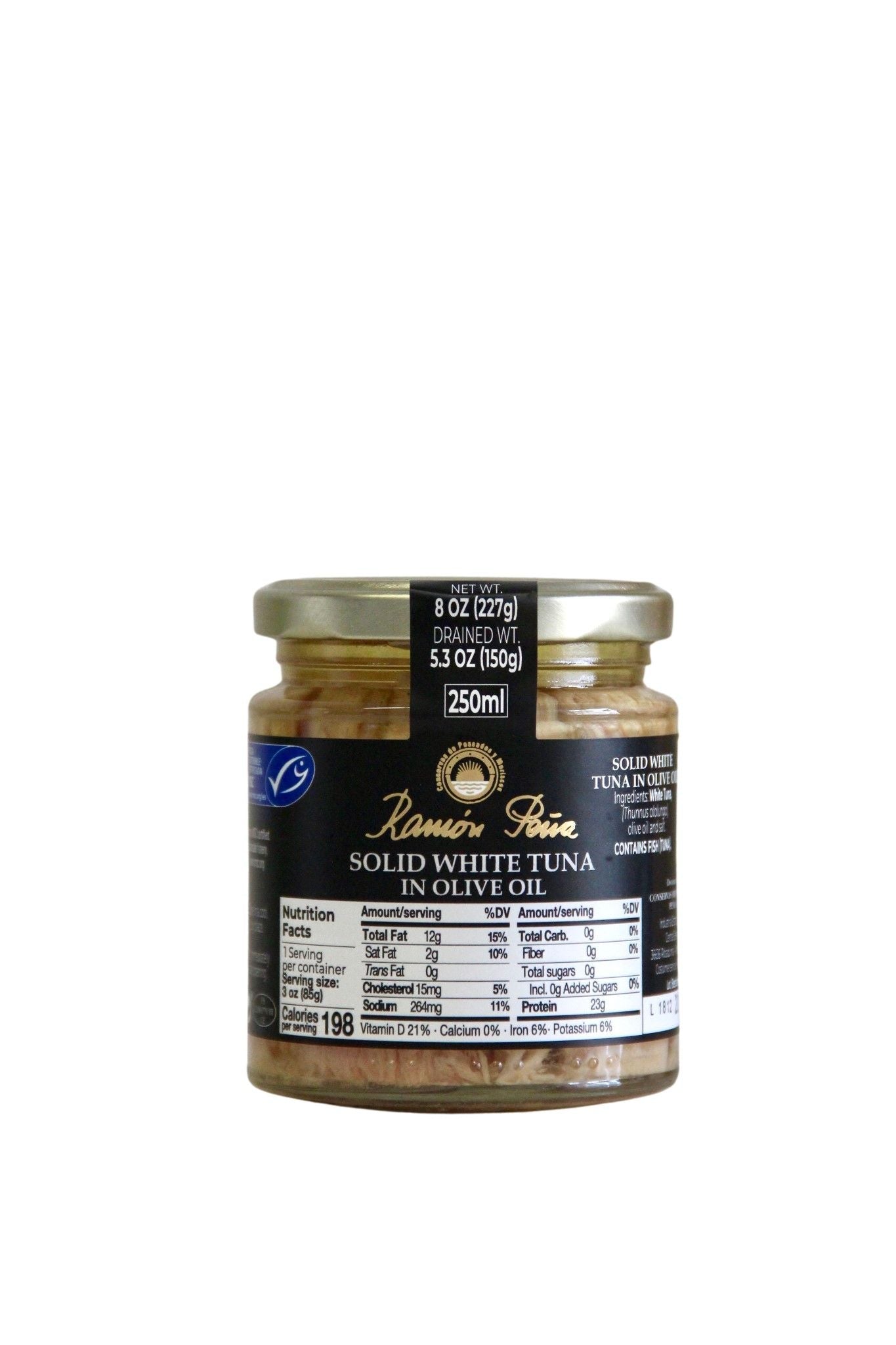Wholesale Ramon Pena Gold White Tuna (Bonito) In Olive Oil Glass Jar.- Bulk