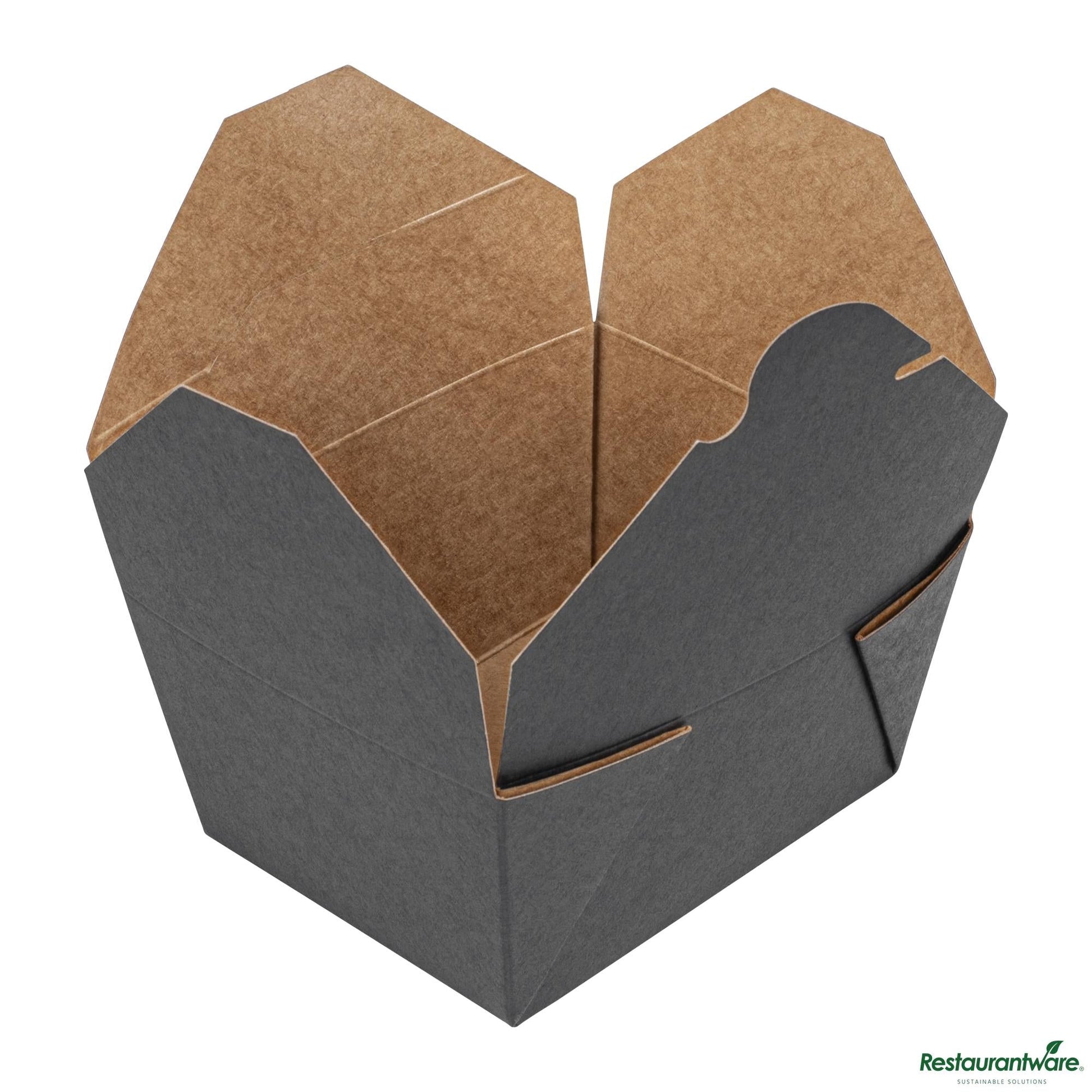 Wholesale Restaurantware Bio Tek 30 Oz Rectangle Black Paper #1 Bio Box Take Out Container - 5" X 4" X 2 1/2"- Bulk