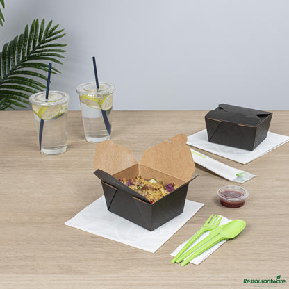 Wholesale Restaurantware Bio Tek 30 Oz Rectangle Black Paper #1 Bio Box Take Out Container - 5" X 4" X 2 1/2"- Bulk