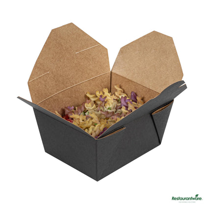 Wholesale Restaurantware Bio Tek 30 Oz Rectangle Black Paper #1 Bio Box Take Out Container - 5" X 4" X 2 1/2"- Bulk