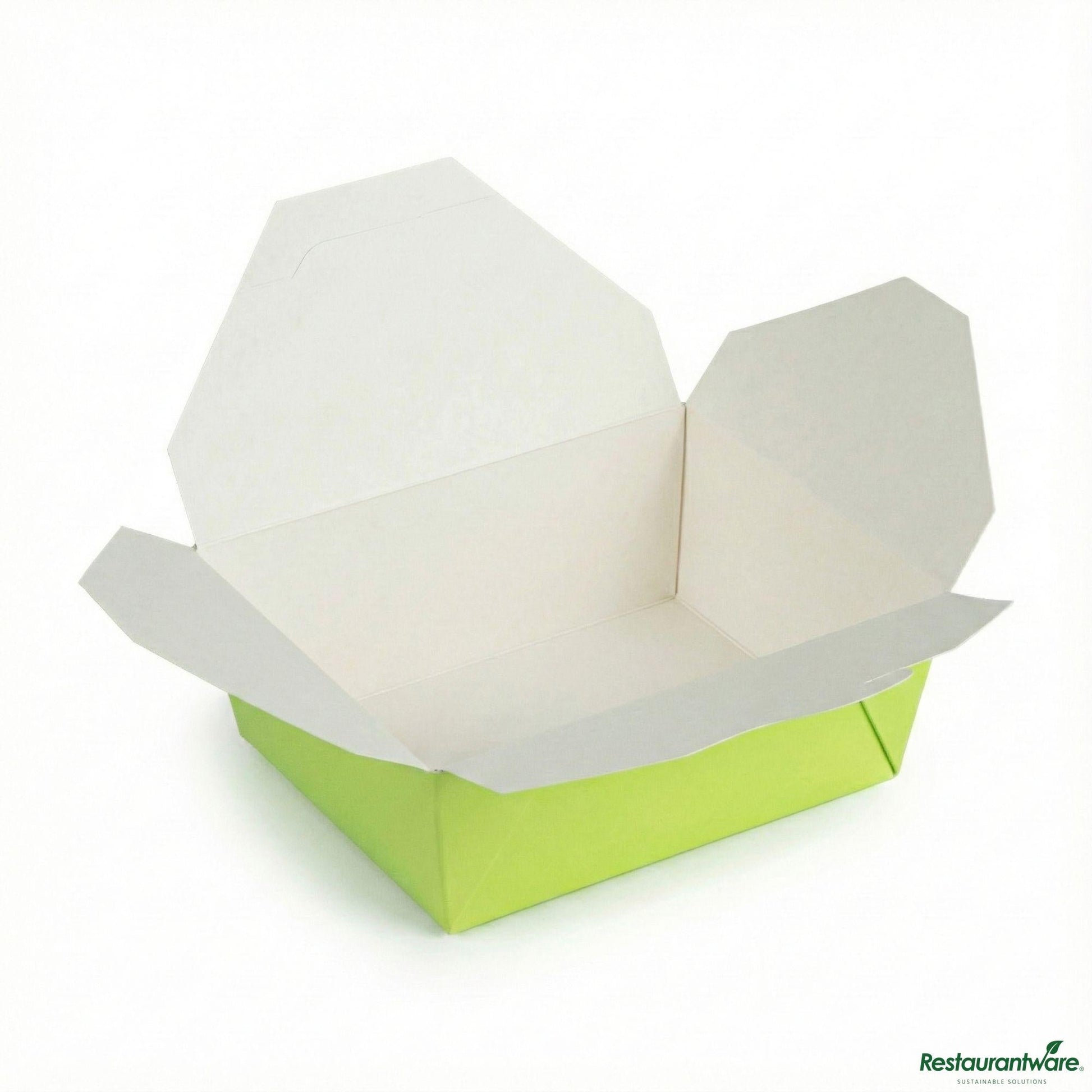 Wholesale Restaurantware Bio Tek 45 Oz Rectangle Eco Green Paper #8 Bio Box Take Out Container - 6 3/4" X 5 1/2" X 2 1/2"- Bulk