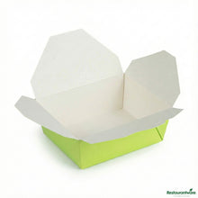 Wholesale Restaurantware Bio Tek 45 Oz Rectangle Eco Green Paper #8 Bio Box Take Out Container - 6 3/4" X 5 1/2" X 2 1/2"- Bulk