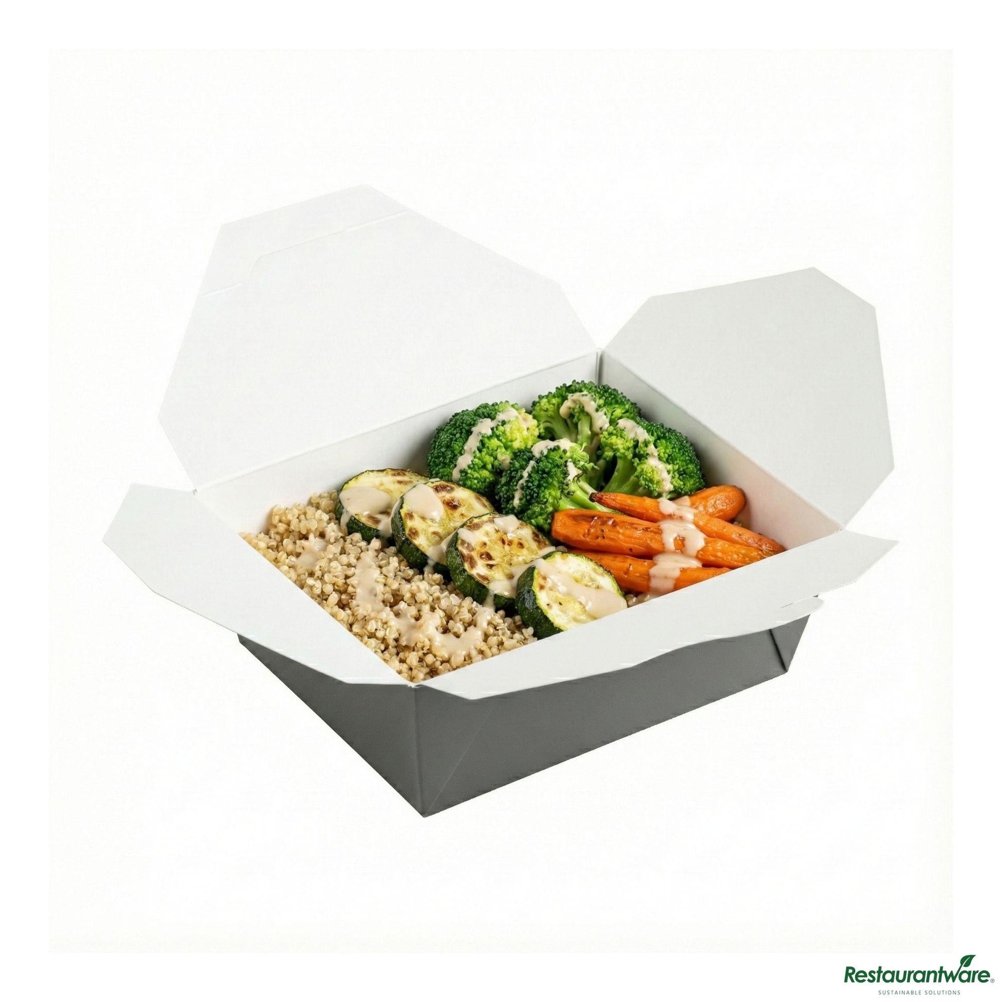 Wholesale Restaurantware Bio Tek 45 Oz Rectangle Gray Paper #8 Bio Box Take Out Container - 6 3/4" X 5 1/2" X 2 1/2"- Bulk