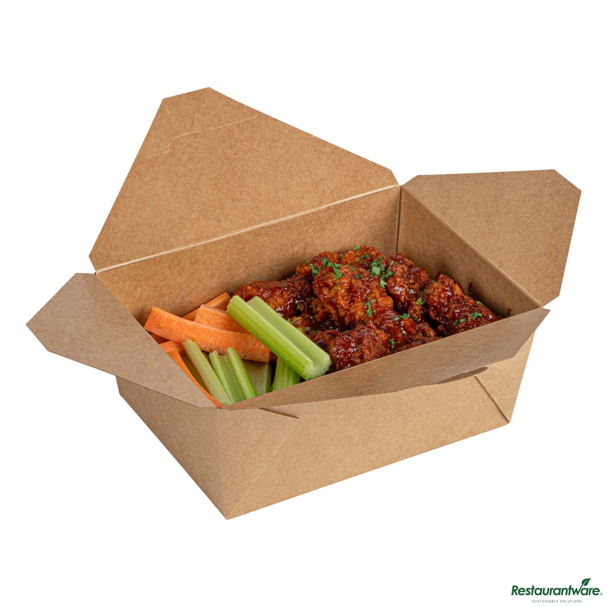 Wholesale Restaurantware Bio Tek 98 Oz Rectangle Kraft Paper #4 Bio Box Take Out Container - 8 1/2" X 6 1/4" X 3 1/2"- Bulk